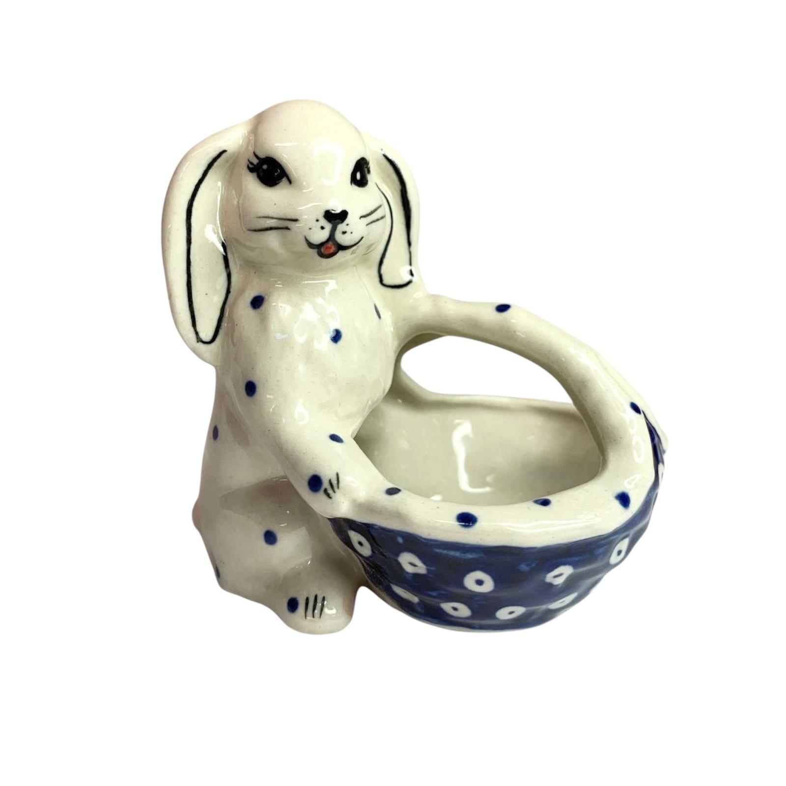 Figurka zajączek z koszyczkiem mały Nd. K1- Ceramika Bolesławiecka AC (Produkt dostępny pod zamówienie- 2tyg.) - obrazek 3