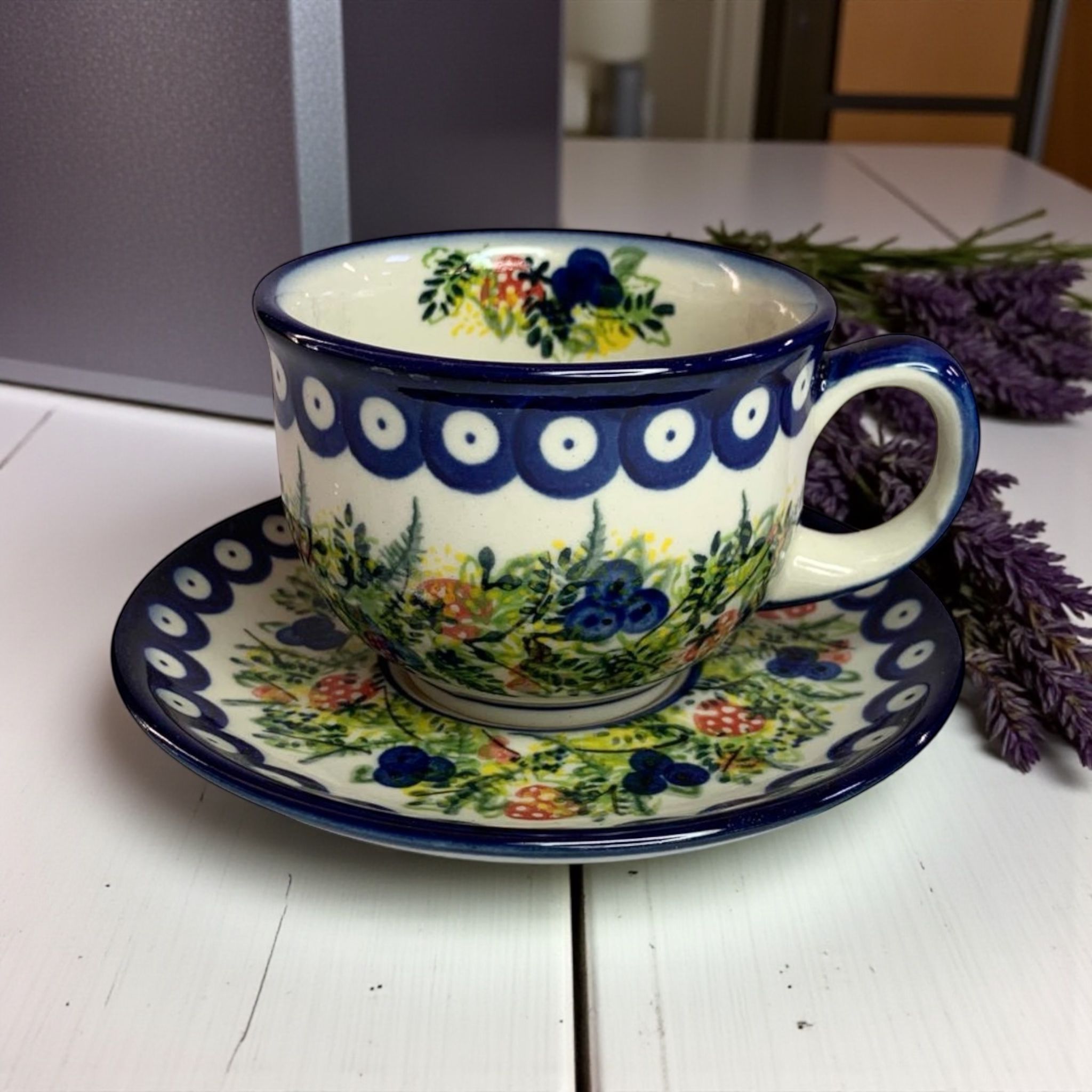 Filiżanka ze spodkiem 200ml Nd. K73- Ceramika Bolesławiecka AC (Produkt dostępny pod zamówienie- 2tyg.)