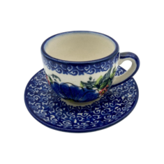 Filiżanka espresso ze spodkiem 110ml Nd. K44- Ceramika Bolesławiecka AC KWIATY