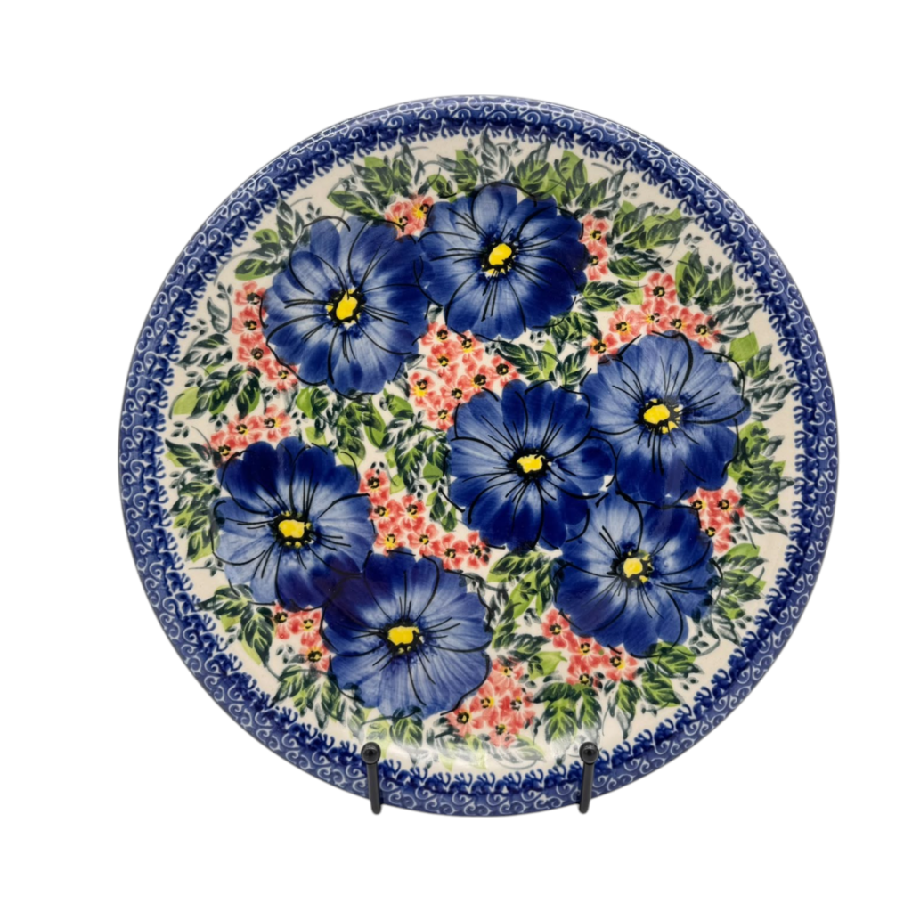 Talerz obiadowy 26cm, wzór kwiaty K44, ceramika Bolesławiec